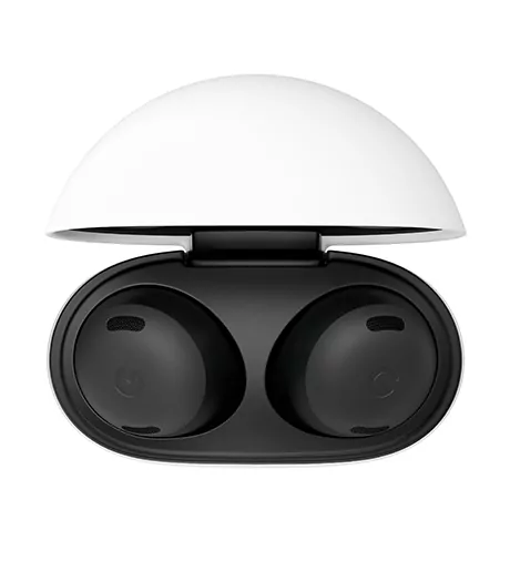 Google Pixel buds in case top view isolated